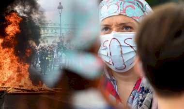 Fransa'da sağlık çalışanlarının düzenlediği gösteride olaylar çıktı