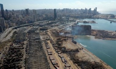 Beyrut'ta yaşanan patlamanın geride bıraktığı yıkım havadan görüntülendi