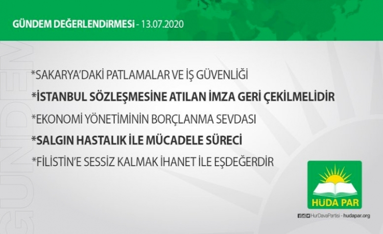 HÜDA PAR Genel Başkanı Sağlam'dan haftalık gündem değerlendirmesi