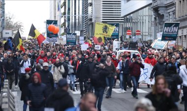Belçika'da salgın tedbirleri protesto edildi