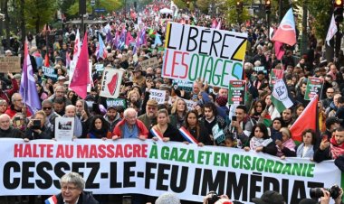 Paris'te binlerce kişi Gazze'de derhal ateşkes sağlanması için yürüdü