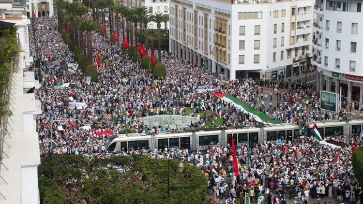 Fas'ta Gazze'ye destek için 50 kentte 110 gösteri düzenlendi