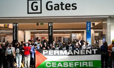 San Francisco Uluslararası Havaalanı'nda Gazze'ye destek gösterisi