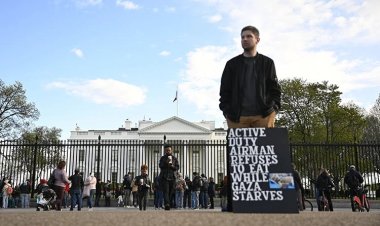 ABD'li asker, Gazze'deki "işgale son verin" çağrısıyla Beyaz Saray önünde 6 gündür açlık grevi yapıyor
