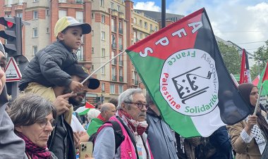 Paris'te siyonist firmaların Eurosatory Fuarı'na katılımlarının engellenmesi için gösteri düzenlendi