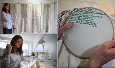 İrlandalı Mary, Gazze'de şehit düşen Filistinlilerin isimlerini nakışla ölümsüzleştiriyor