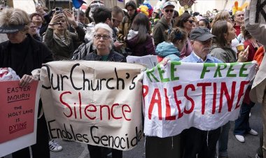 New York'taki Paskalya kutlamalarında, ABD'nin Filistin politikasına tepki gösterildi