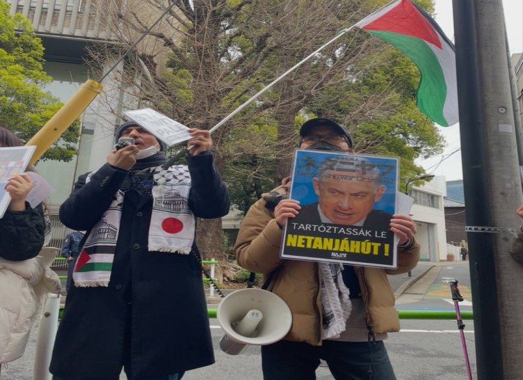 Japonya'da, Netanyahu'nun Macaristan'da tutuklanması için gösteri düzenlendi