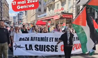 Cenevre'de binlerce kişi Filistin'e destek için yürüdü