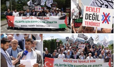 Bursa'da "Gazze'de İşgale Son, Filistin İçin Kampüsler Ayakta" yürüyüşü düzenlendi
