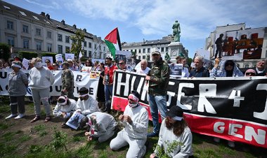 Brüksel'de "Gazze'deki soykırımı durdurun" eylemi: AP önünde açlık grevine destek
