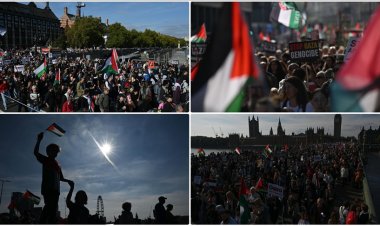 Gazze'de ateşkesin ardından Londra'da Filistin'e destek yürüyüşü düzenlendi