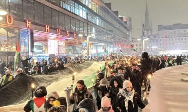İsveç'te yılbaşı kutlamasını iptal eden yüzlerce kişi Filistin'e destek gösterisi düzenledi